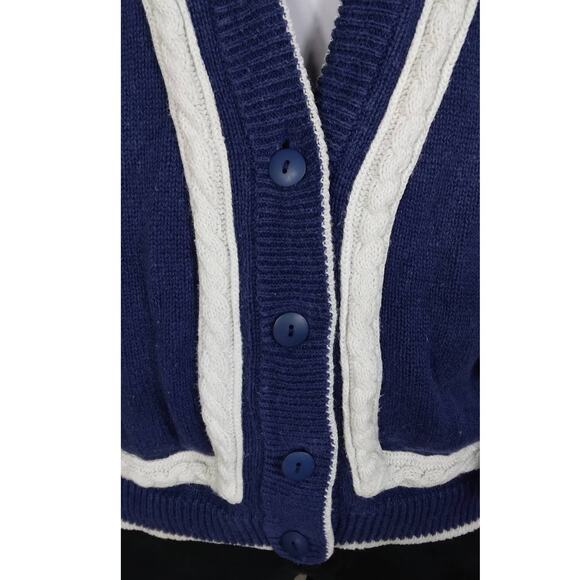 Vintage Nuovo Industriale Cardigan Sweater Size Medium Blue and White - Picture 3 of 9
